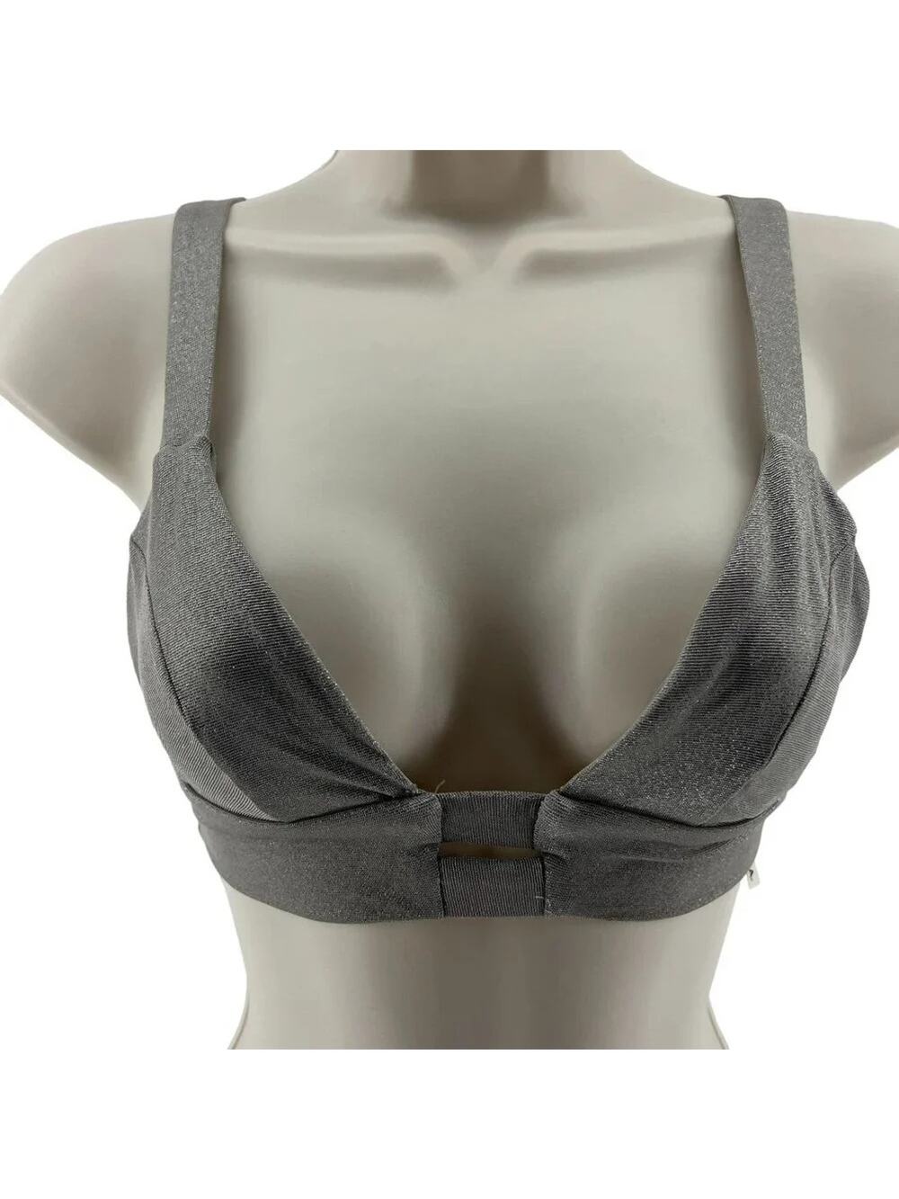 Vitamin A Neutra Bikini Bralette Top Silver Grey Strappy Back Womens Small